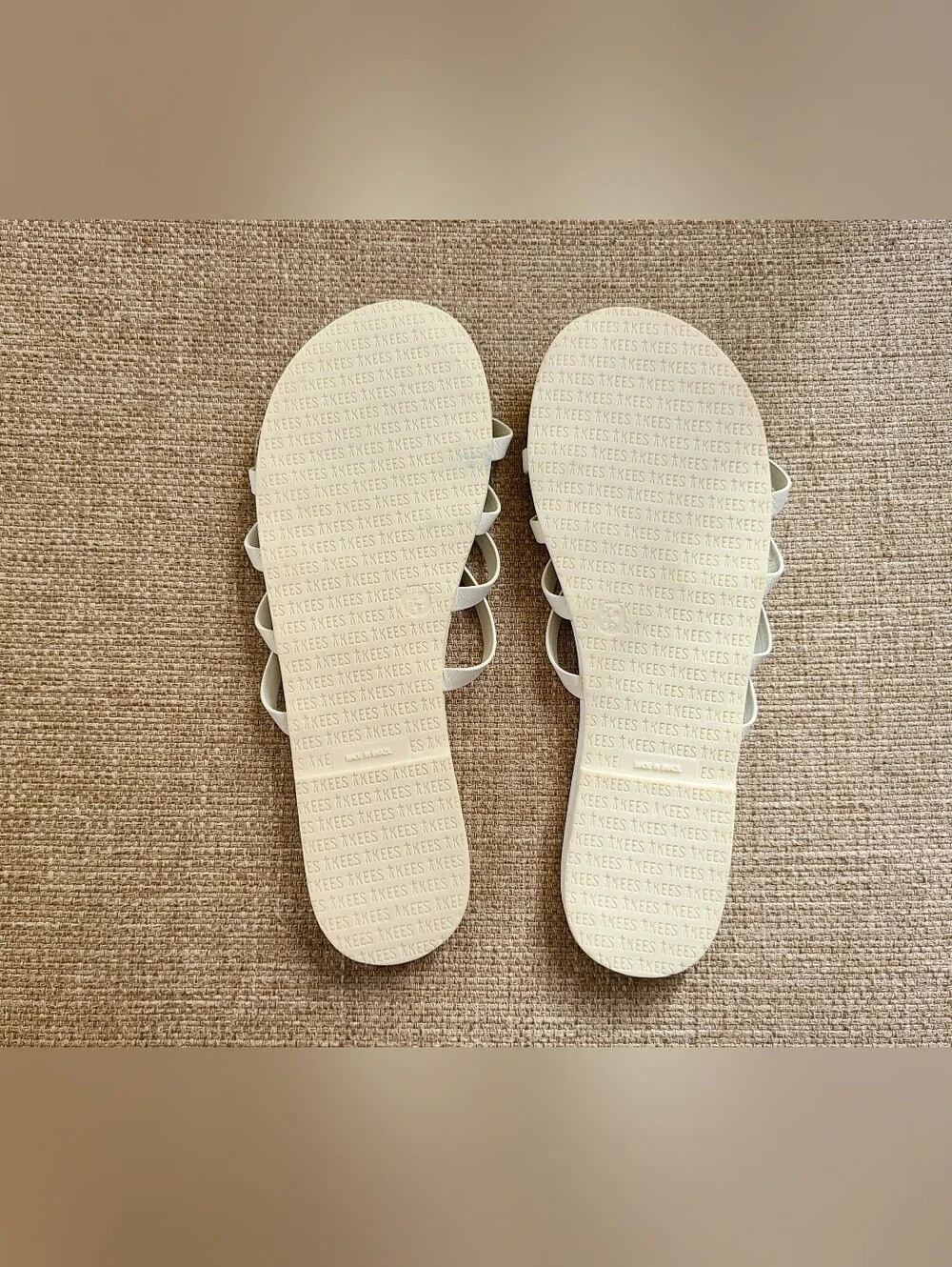 TKEES Senna Multi-Strap Leather Slide Sandals in Cream/White NEW Size 6